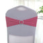 5 Pack Stretch Spandex Chair Sashes Fuchsia - Reusable Chair Bands with Silver Diamond Ring Slide Buckle 5"x14" - Linen Luxes