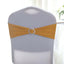 5 Pack Stretch Spandex Chair Sashes Gold - Classy Reusable Chair Bands with Silver Diamond Ring Slide Buckle 5"x14" - Linen Luxes