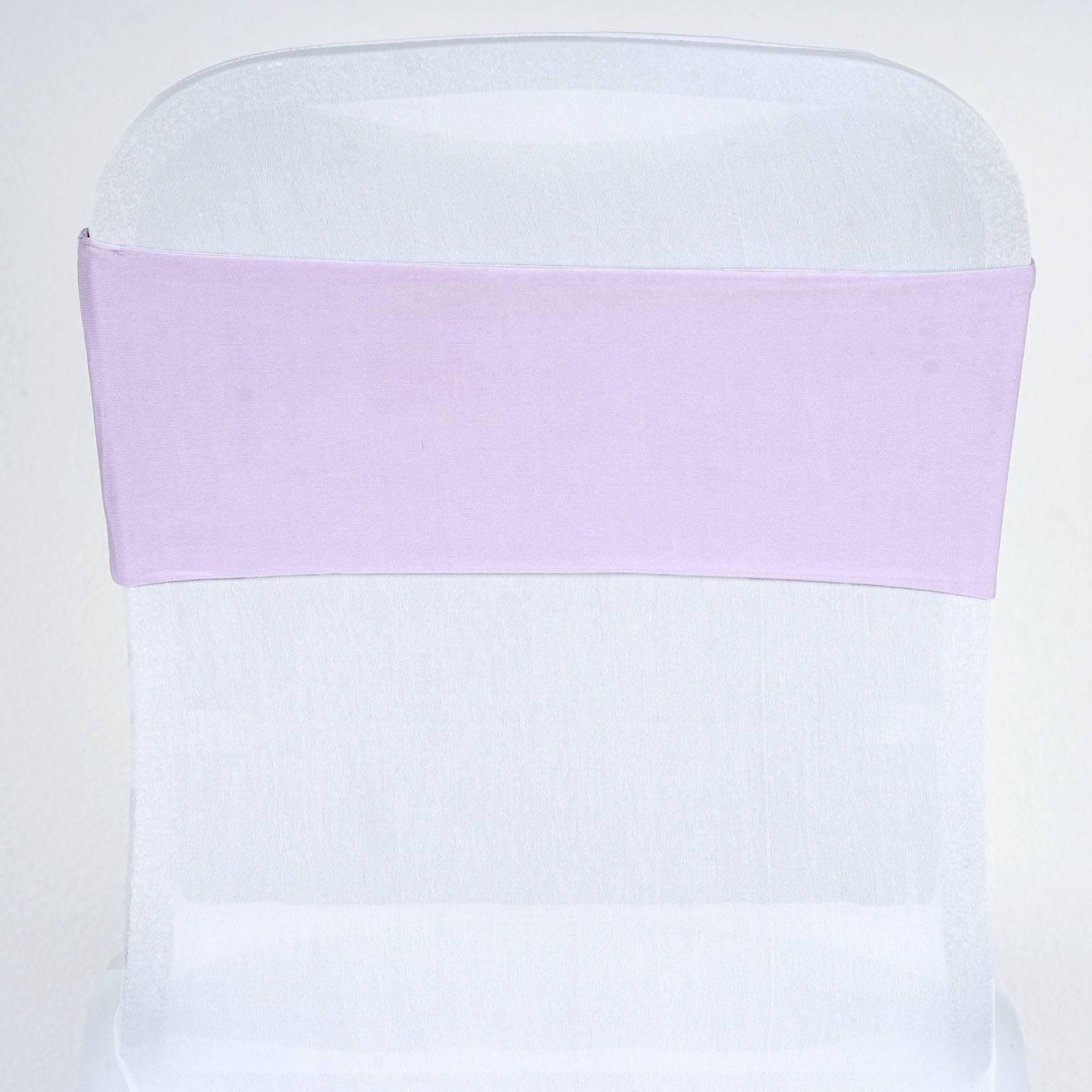 5 Pack Stretch Spandex Chair Sashes Lavender Lilac - Fitted Finish Two Ply Heavy Duty Chair Bands 5"x12" - Linen Luxes