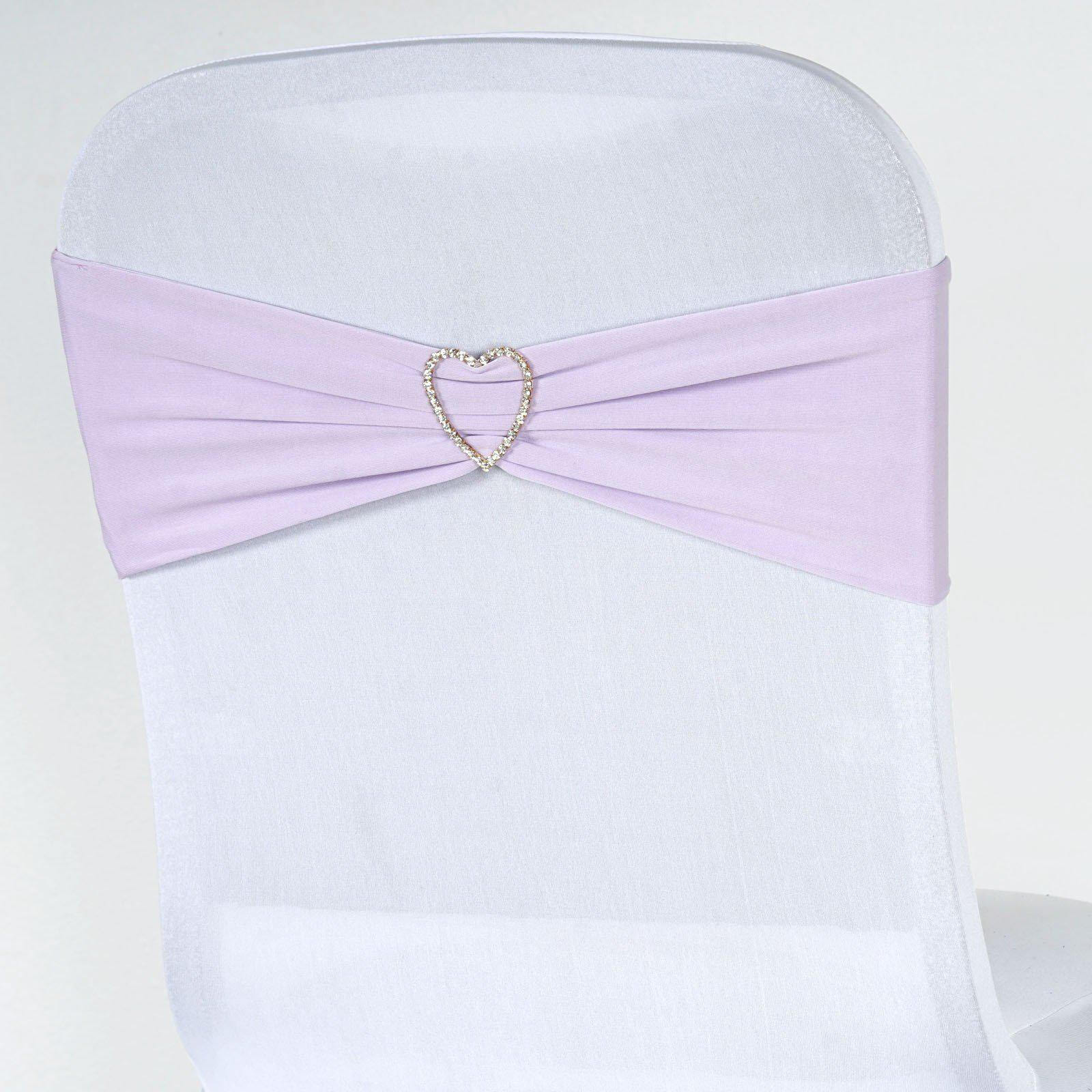 5 Pack Stretch Spandex Chair Sashes Lavender Lilac - Fitted Finish Two Ply Heavy Duty Chair Bands 5"x12" - Linen Luxes