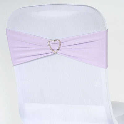 5 Pack Stretch Spandex Chair Sashes Lavender Lilac - Fitted Finish Two Ply Heavy Duty Chair Bands 5"x12" - Linen Luxes