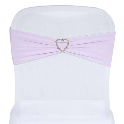 5 Pack Stretch Spandex Chair Sashes Lavender Lilac - Fitted Finish Two Ply Heavy Duty Chair Bands 5"x12" - Linen Luxes