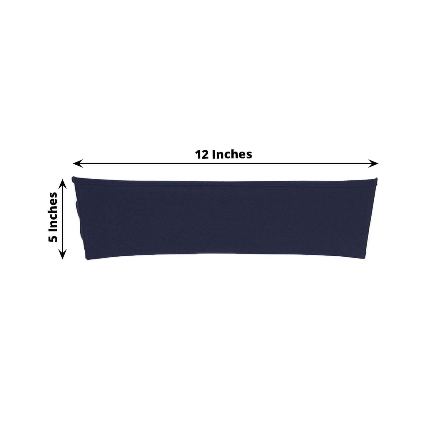 5 Pack Stretch Spandex Chair Sashes Navy Blue - Fitted Finish Two Ply Heavy Duty Chair Bands 5"x12" - Linen Luxes