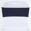 5 Pack Stretch Spandex Chair Sashes Navy Blue - Fitted Finish Two Ply Heavy Duty Chair Bands 5"x12" - Linen Luxes