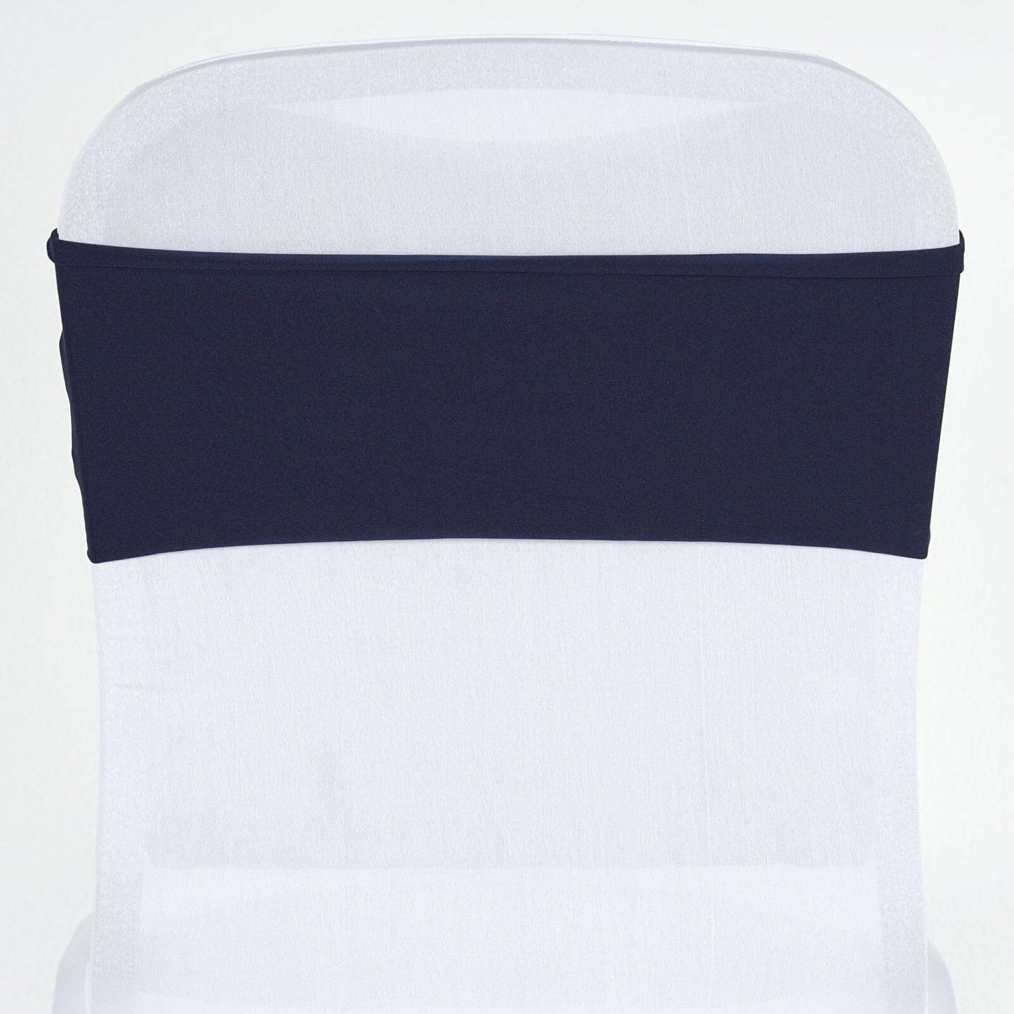 5 Pack Stretch Spandex Chair Sashes Navy Blue - Fitted Finish Two Ply Heavy Duty Chair Bands 5"x12" - Linen Luxes
