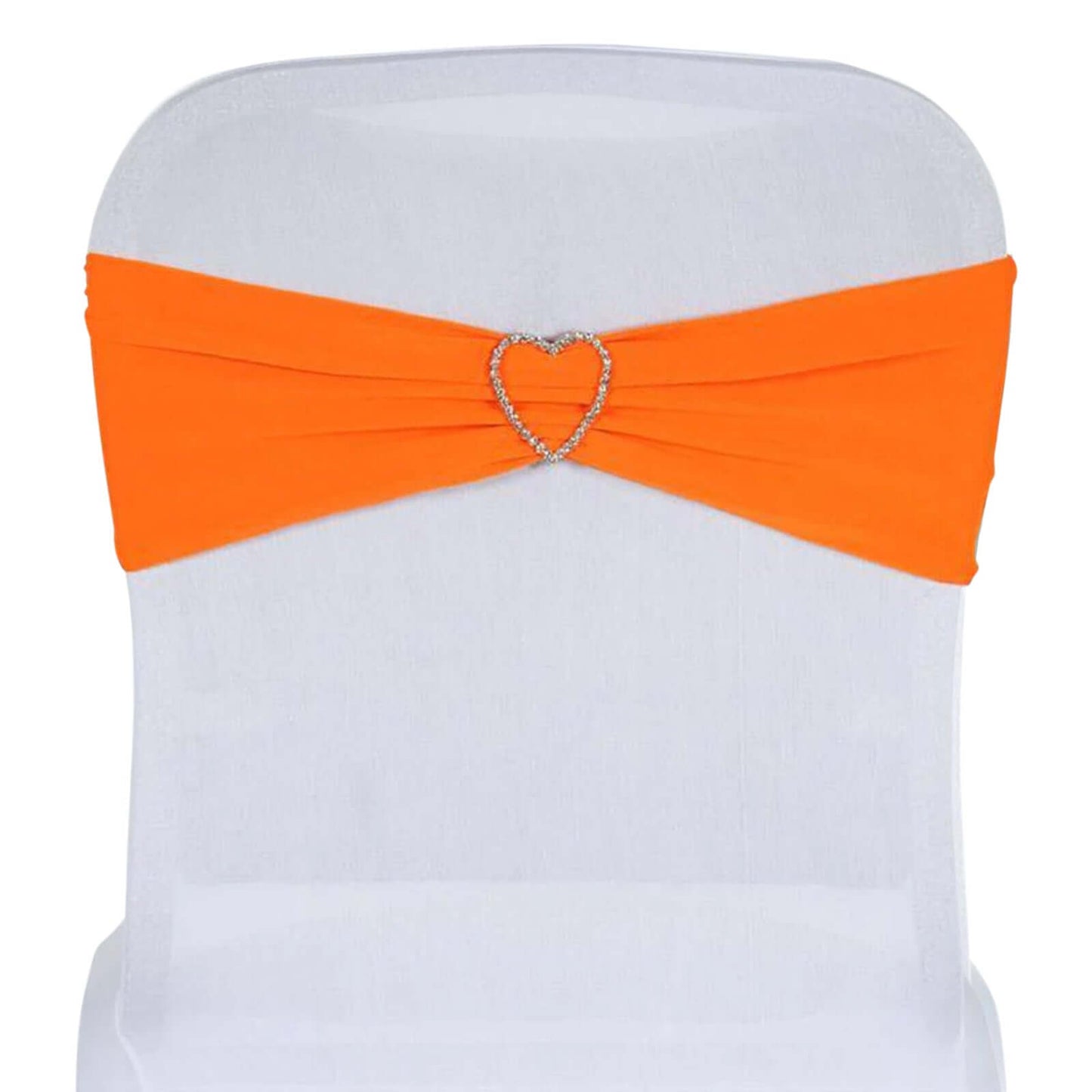 5 Pack Stretch Spandex Chair Sashes Orange - Fitted Finish Two Ply Heavy Duty Chair Bands 5"x12" - Linen Luxes