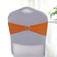 5 Pack Stretch Spandex Chair Sashes Orange - Reusable Chair Bands with Silver Diamond Ring Slide Buckle 5"x14" - Linen Luxes