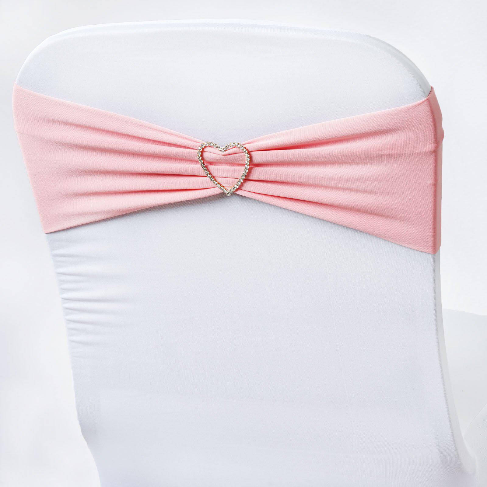 5 Pack Stretch Spandex Chair Sashes Pink - Fitted Finish Two Ply Heavy Duty Chair Bands 5"x12" - Linen Luxes