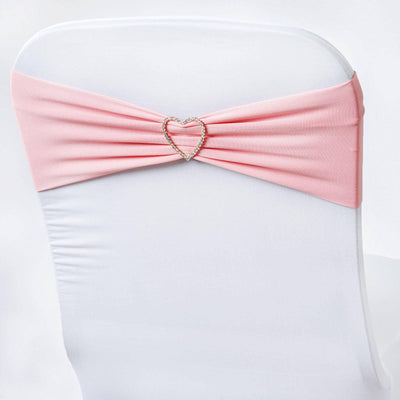5 Pack Stretch Spandex Chair Sashes Pink - Fitted Finish Two Ply Heavy Duty Chair Bands 5"x12" - Linen Luxes