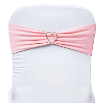 5 Pack Stretch Spandex Chair Sashes Pink - Fitted Finish Two Ply Heavy Duty Chair Bands 5"x12" - Linen Luxes
