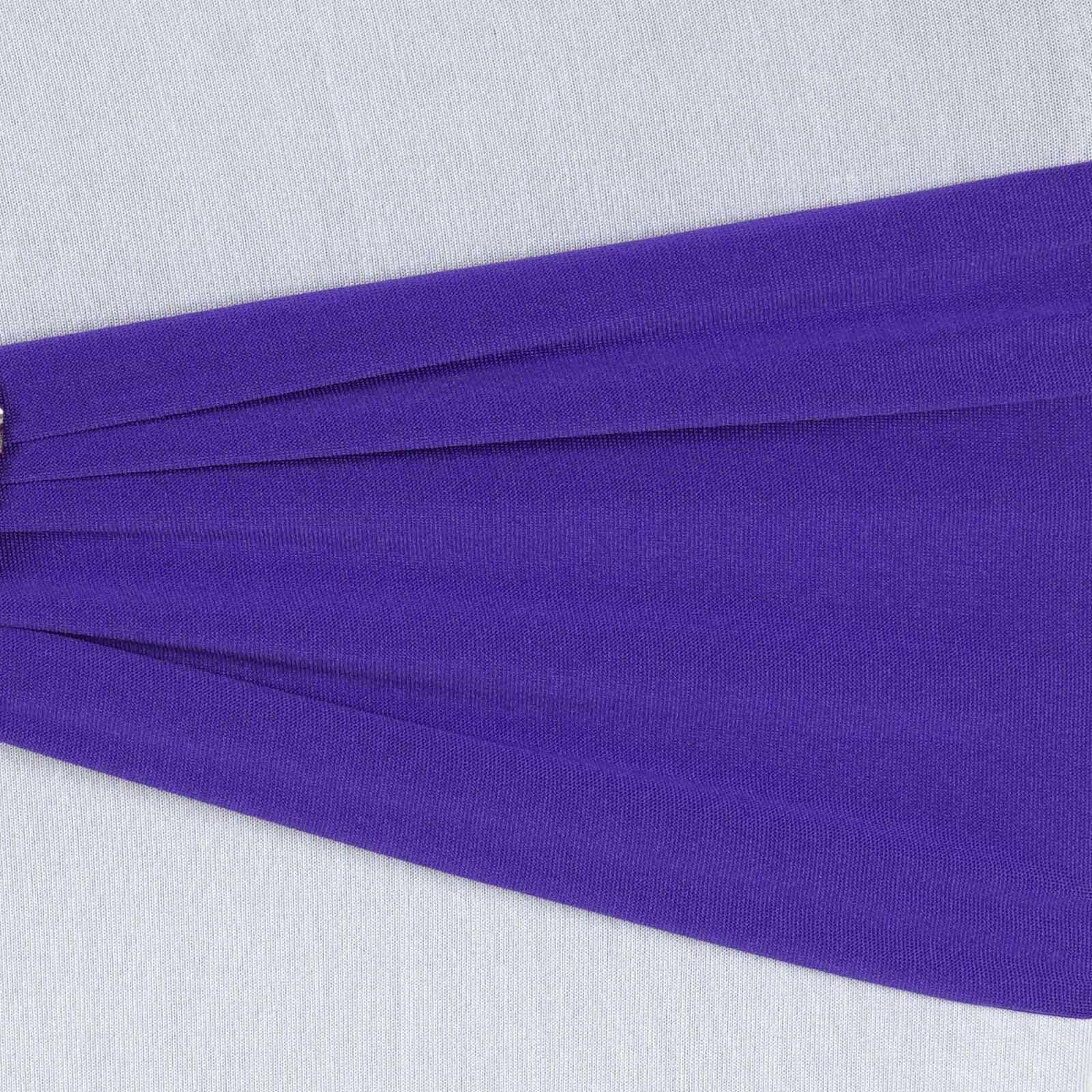 5 Pack Stretch Spandex Chair Sashes Purple - Fitted Finish Two Ply Heavy Duty Chair Bands 5"x12" - Linen Luxes