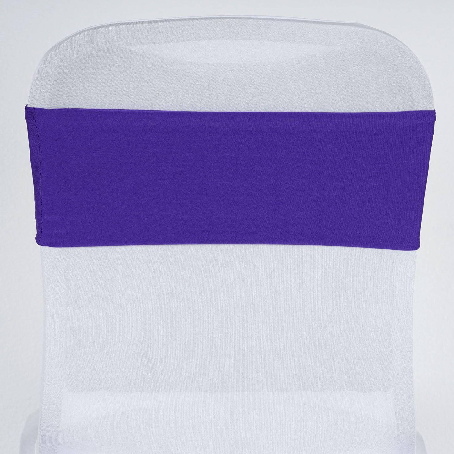 5 Pack Stretch Spandex Chair Sashes Purple - Fitted Finish Two Ply Heavy Duty Chair Bands 5"x12" - Linen Luxes