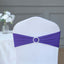 5 Pack Stretch Spandex Chair Sashes Purple - Reusable Chair Bands with Silver Diamond Ring Slide Buckle 5"x14" - Linen Luxes