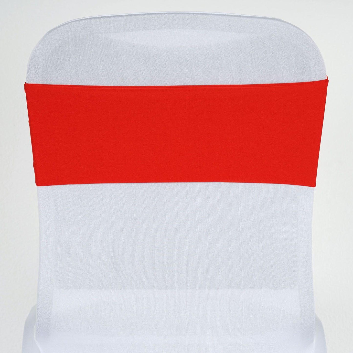 5 Pack Stretch Spandex Chair Sashes Red - Fitted Finish Two Ply Heavy Duty Chair Bands 5"x12" - Linen Luxes