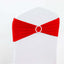 5 Pack Stretch Spandex Chair Sashes Red - Reusable Chair Bands with Silver Diamond Ring Slide Buckle 5"x14" - Linen Luxes