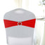 5 Pack Stretch Spandex Chair Sashes Red - Reusable Chair Bands with Silver Diamond Ring Slide Buckle 5"x14" - Linen Luxes