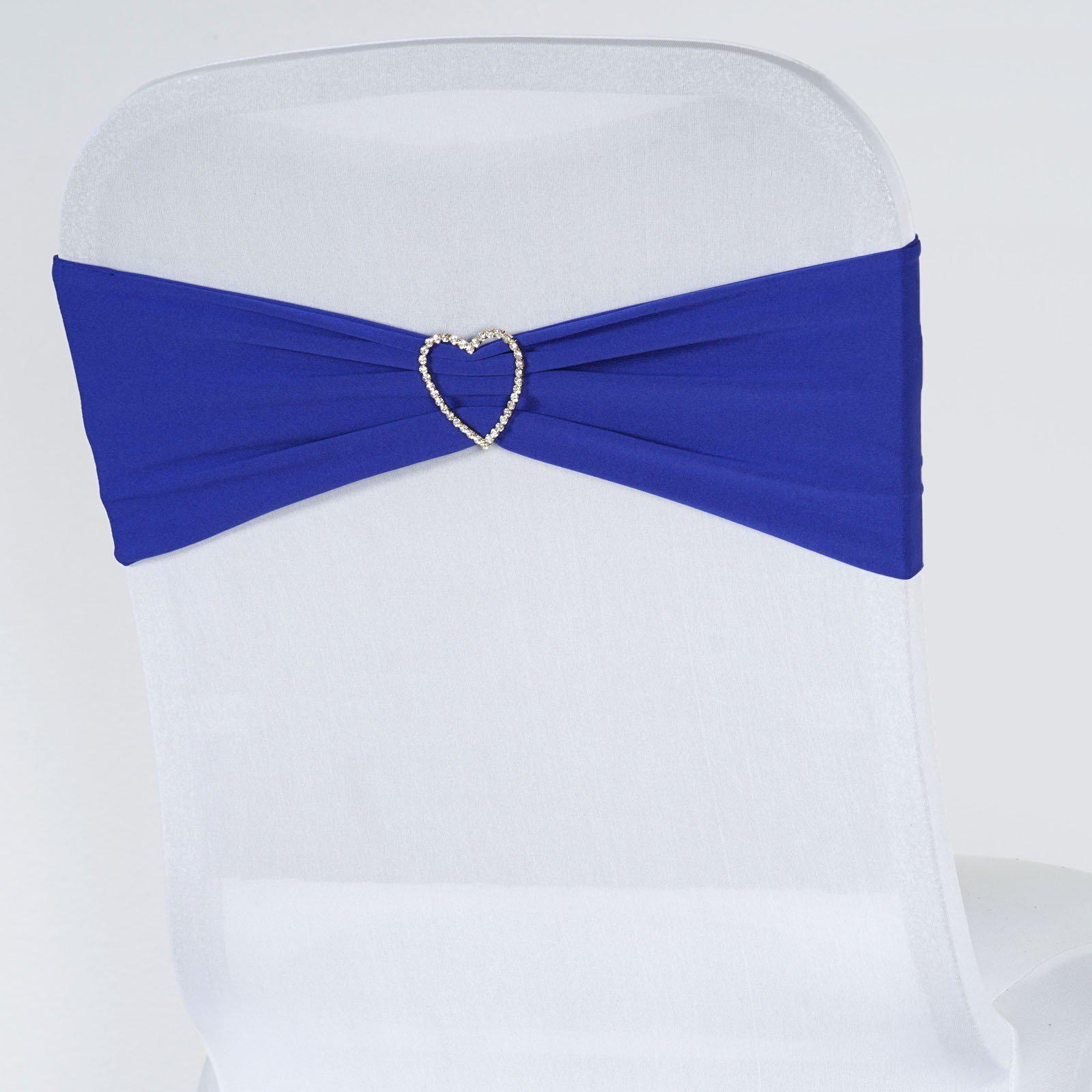 5 Pack Stretch Spandex Chair Sashes Royal Blue - Fitted Finish Two Ply Heavy Duty Chair Bands 5"x12" - Linen Luxes