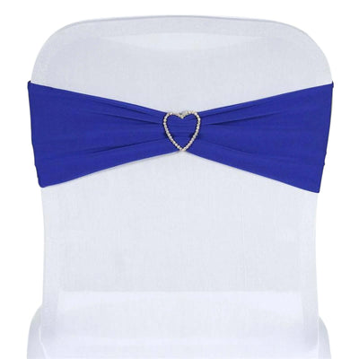 5 Pack Stretch Spandex Chair Sashes Royal Blue - Fitted Finish Two Ply Heavy Duty Chair Bands 5"x12" - Linen Luxes