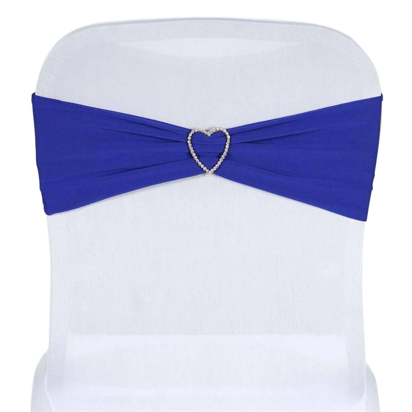 5 Pack Stretch Spandex Chair Sashes Royal Blue - Fitted Finish Two Ply Heavy Duty Chair Bands 5"x12" - Linen Luxes