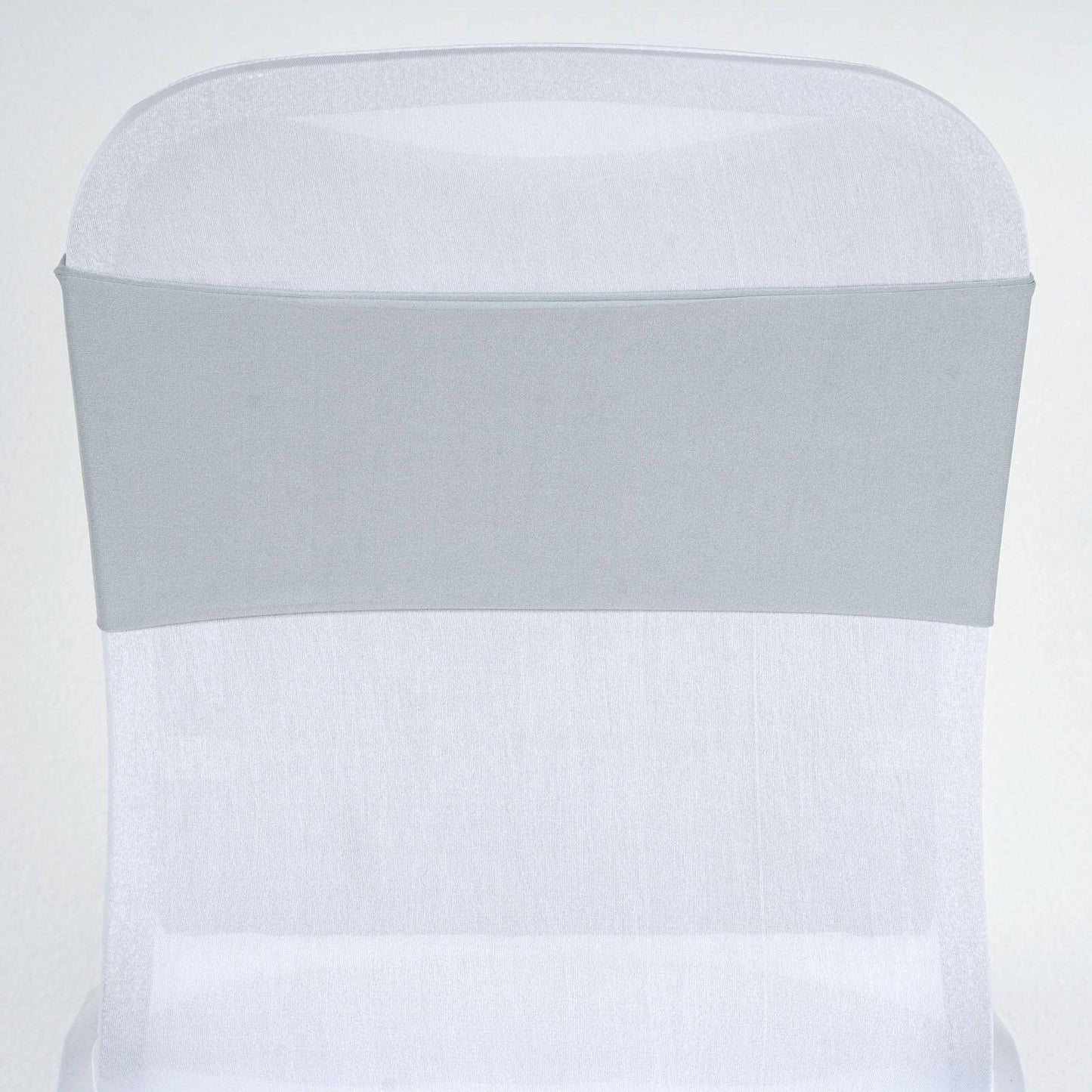 5 Pack Stretch Spandex Chair Sashes Silver - Fitted Finish Two Ply Heavy Duty Chair Bands 5"x12" - Linen Luxes