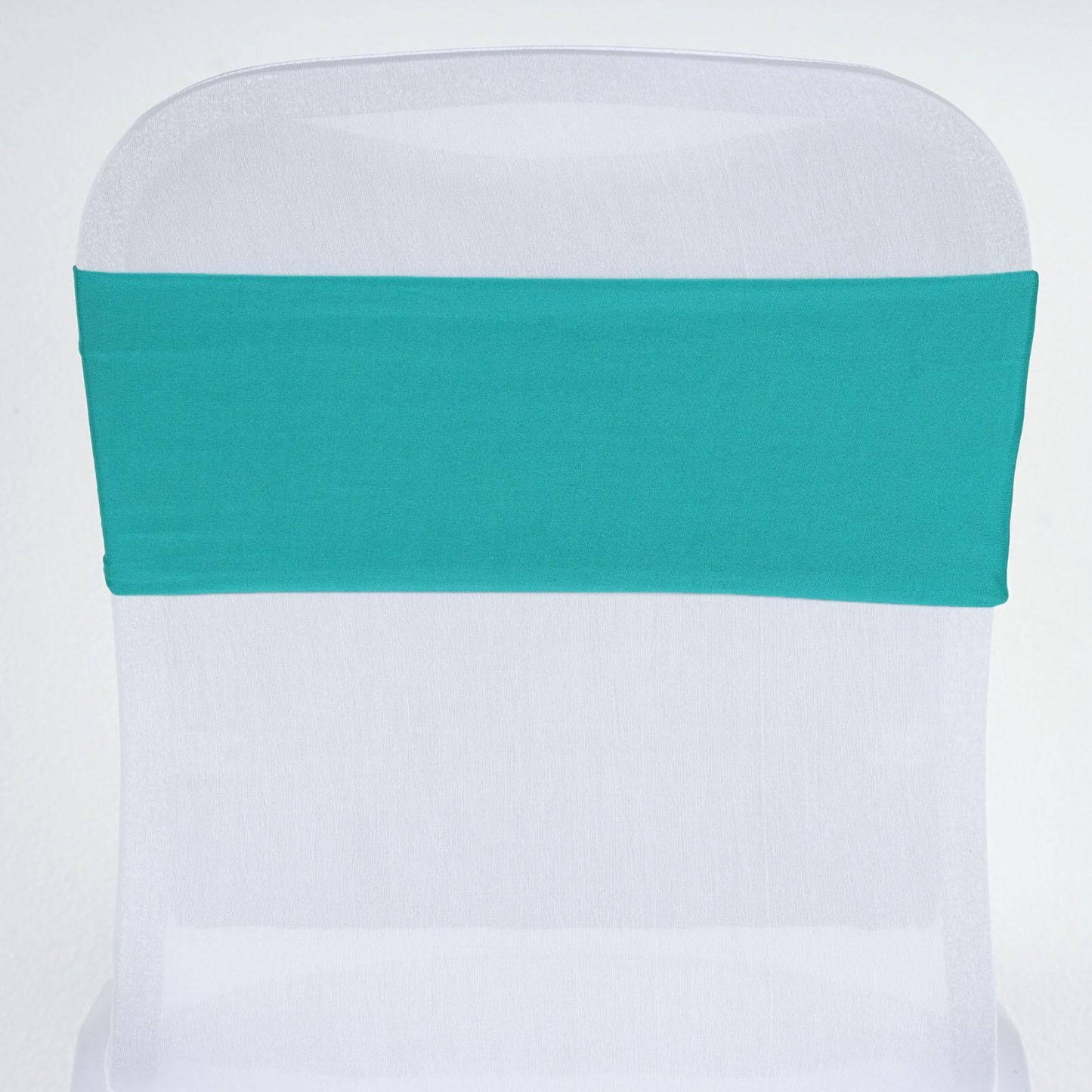 5 Pack Stretch Spandex Chair Sashes Turquoise - Fitted Finish Two Ply Heavy Duty Chair Bands 5"x12" - Linen Luxes