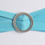 5 Pack Stretch Spandex Chair Sashes Turquoise - Reusable Chair Bands with Silver Diamond Ring Slide Buckle 5"x14" - Linen Luxes