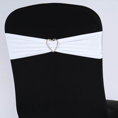5 Pack Stretch Spandex Chair Sashes White - Fitted Finish Two Ply Heavy Duty Chair Bands 5"x12" - Linen Luxes