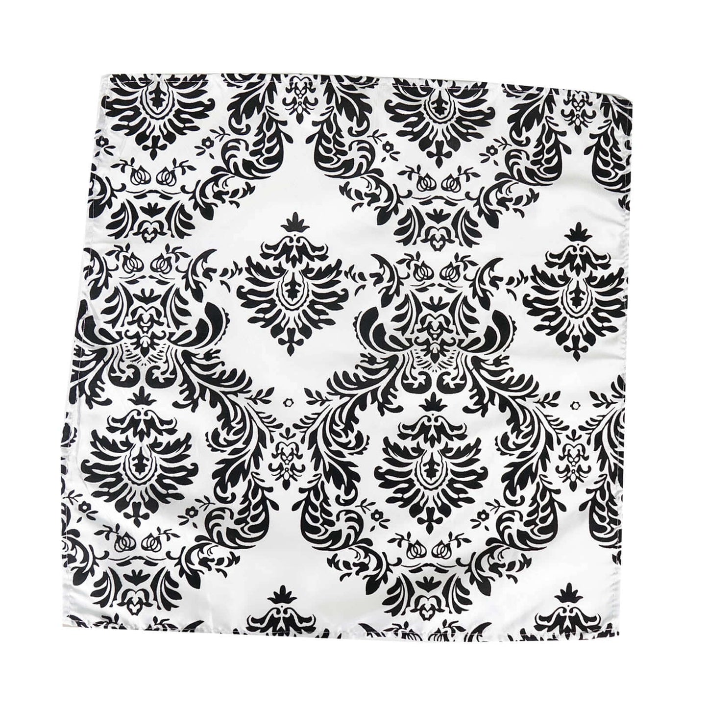 5 Pack Taffeta 20"x20" Napkins Black/White Damask Flocking Design - Decorative Dinner Napkins with a Luxurious Touch - Linen Luxes