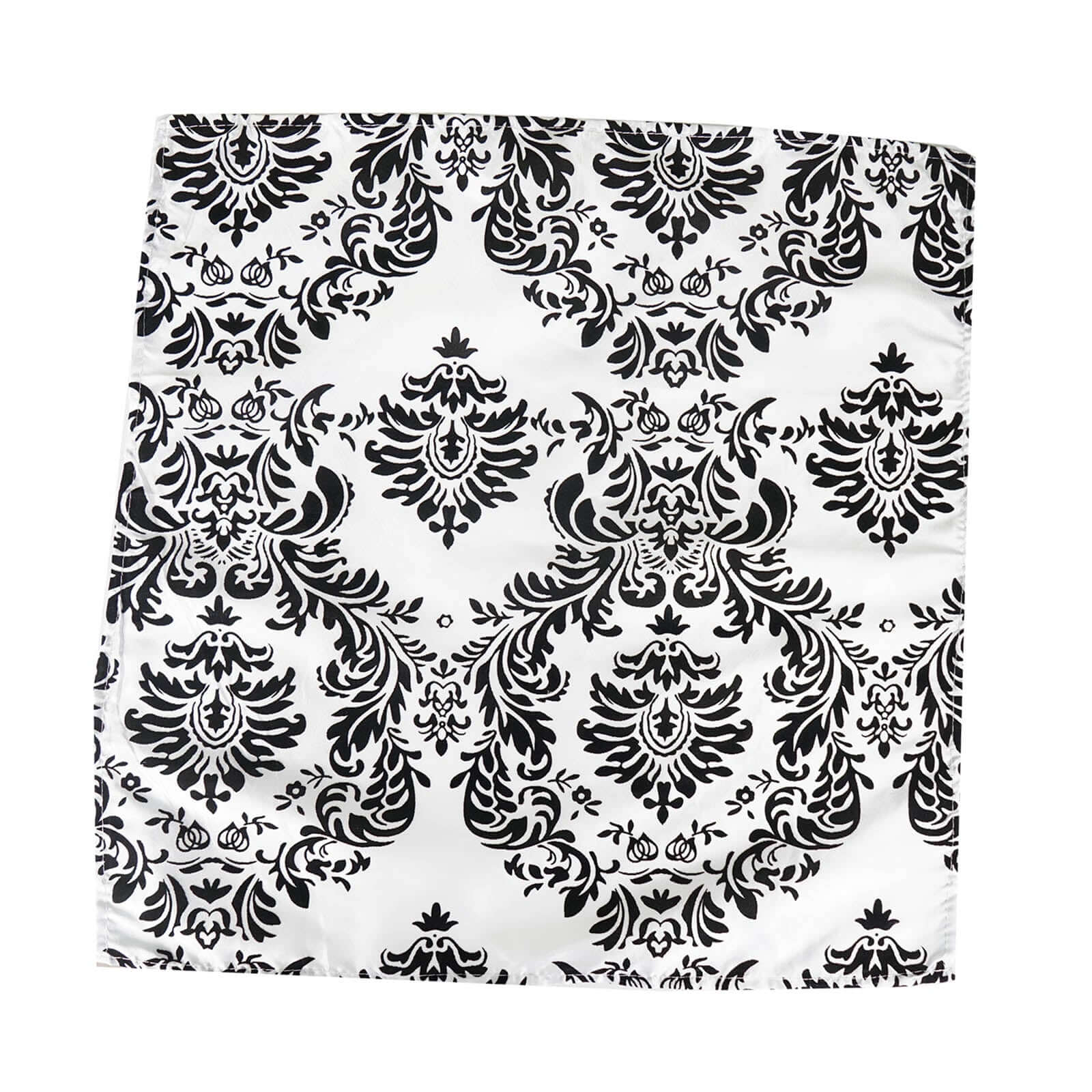 5 Pack Taffeta 20"x20" Napkins Black/White Damask Flocking Design - Decorative Dinner Napkins with a Luxurious Touch - Linen Luxes