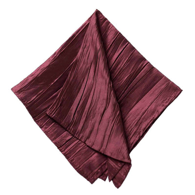 5 Pack Taffeta 20"x20" Napkins Burgundy - Accordion Crinkle Dinner Napkins