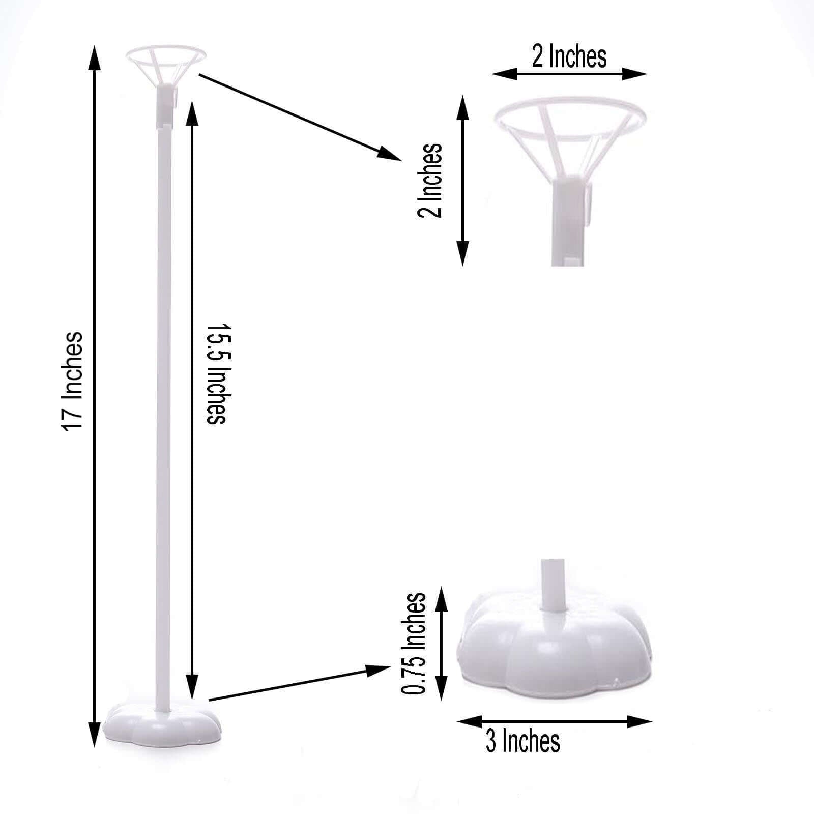 5 Pack White Balloon Centerpieces Holder with Floral Base, Table Top Balloon Stand Stick Kit - 17" - Linen Luxes