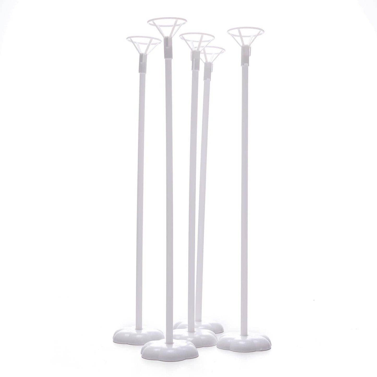 5 Pack White Balloon Centerpieces Holder with Floral Base, Table Top Balloon Stand Stick Kit - 17" - Linen Luxes