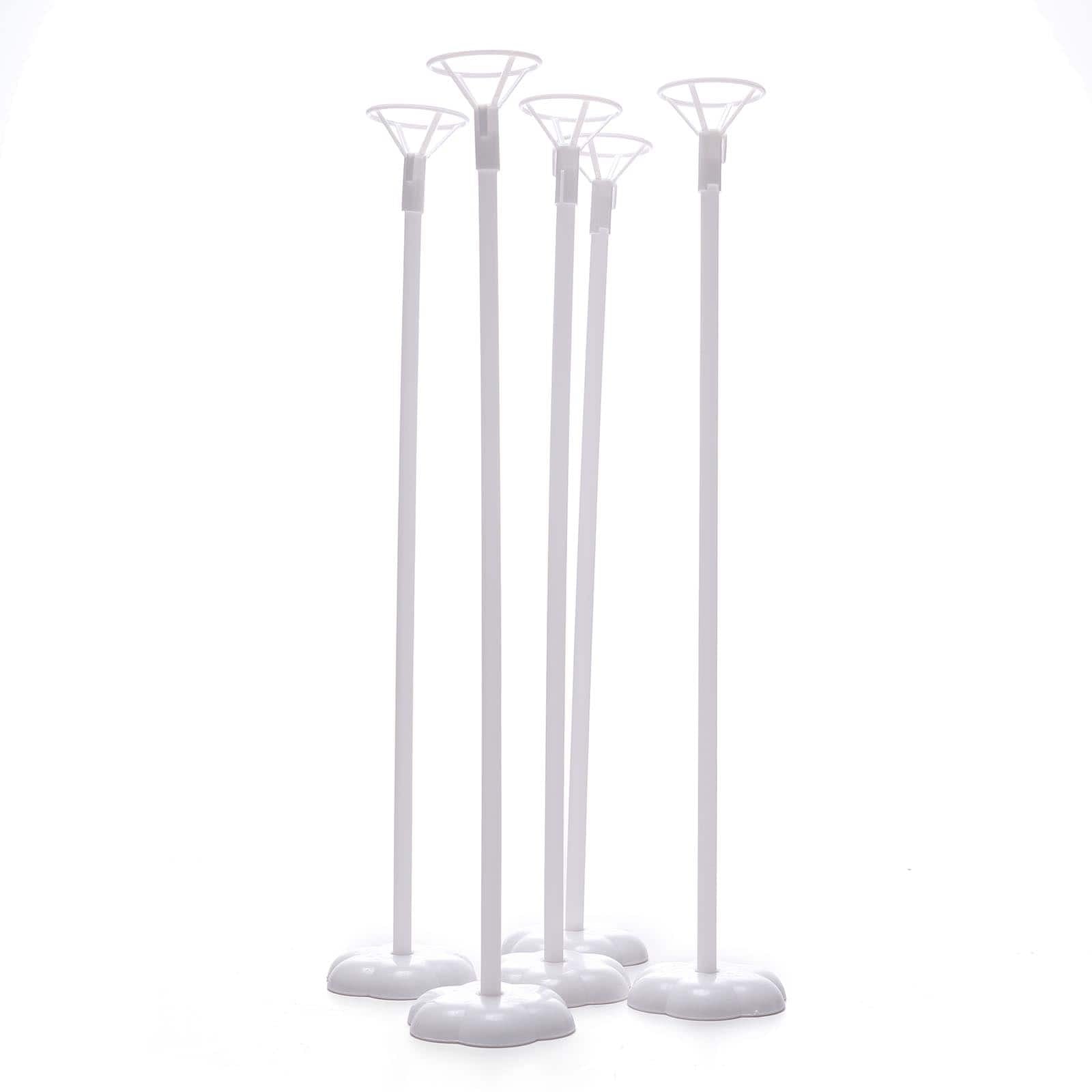 5 Pack White Balloon Centerpieces Holder with Floral Base, Table Top Balloon Stand Stick Kit - 17" - Linen Luxes