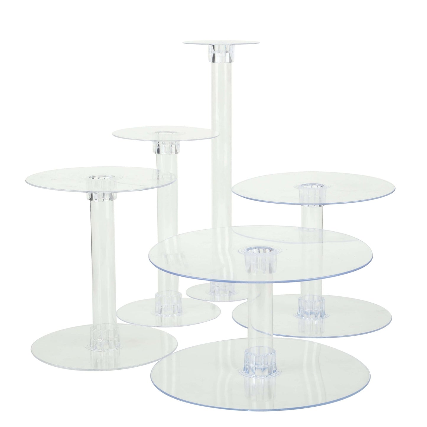 5 - Tier Acrylic Cake Stand Set Clear in Assorted Sizes for Buffet Party Tables - Linen Luxes
