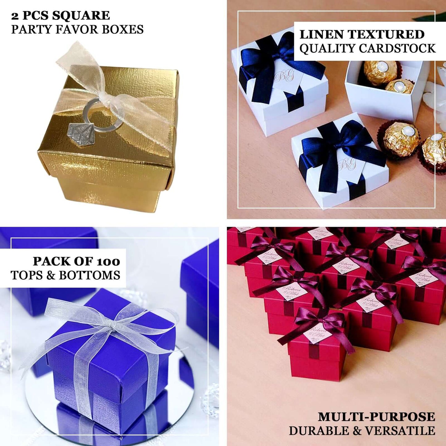 50 Pack 2" Marble Print Party Favor Candy Gift Boxes With Lid - Clearance SALE - Linen Luxes