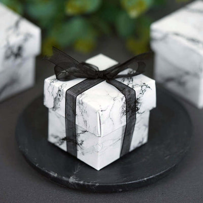 50 Pack 2" Marble Print Party Favor Candy Gift Boxes With Lid - Clearance SALE - Linen Luxes