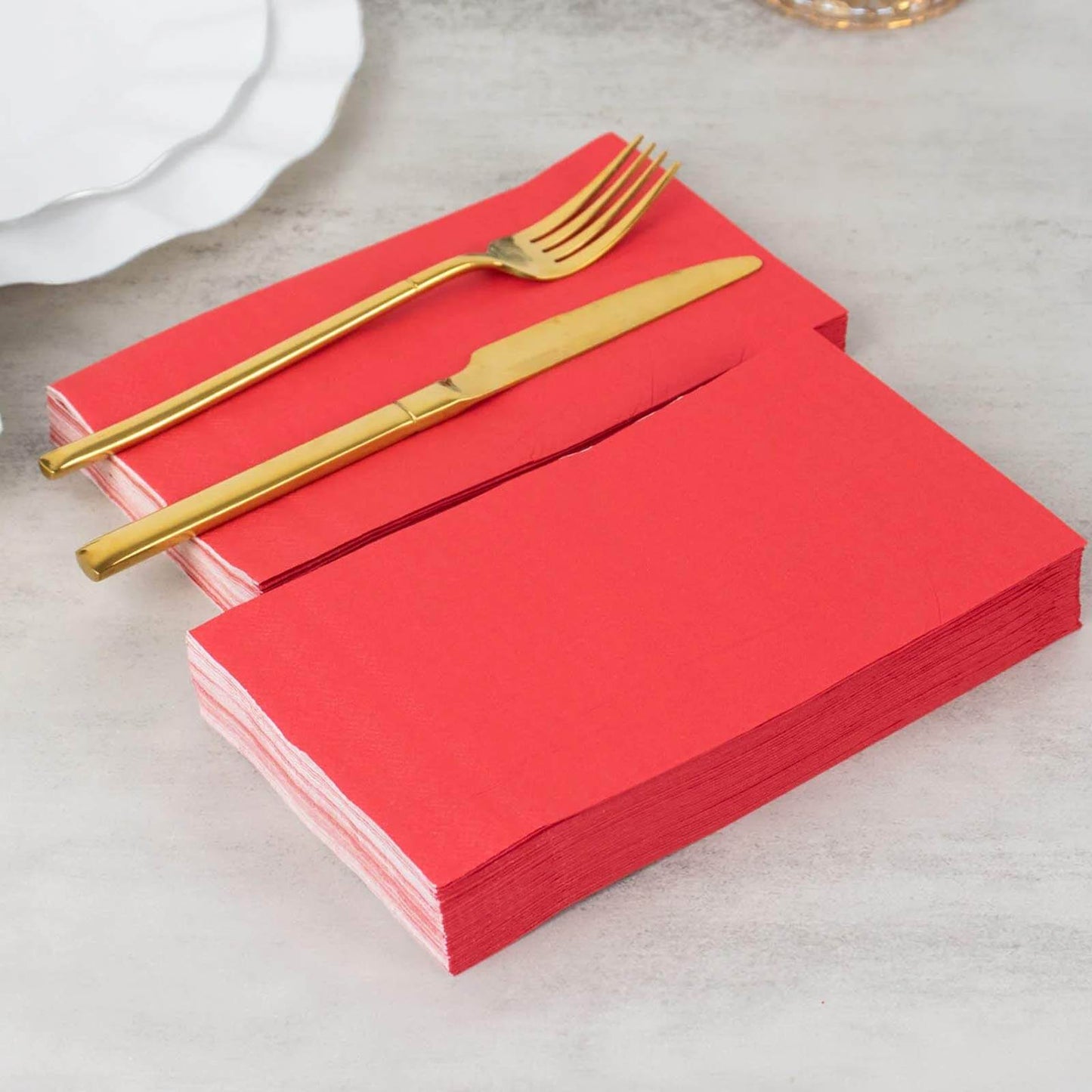 50-Pack Paper Napkins Red - Soft Disposable 2-Ply Dinner Napkins for Weddings