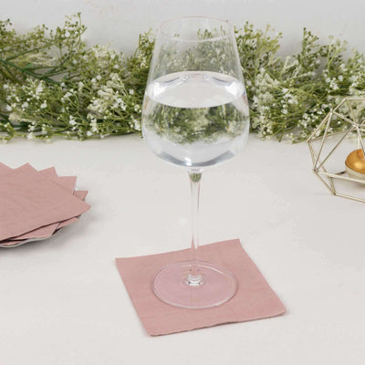 50-Pack Paper Beverage Napkins Dusty Rose - 2 Ply Disposable Soft 18GSM Cocktail Napkins 5"x5"