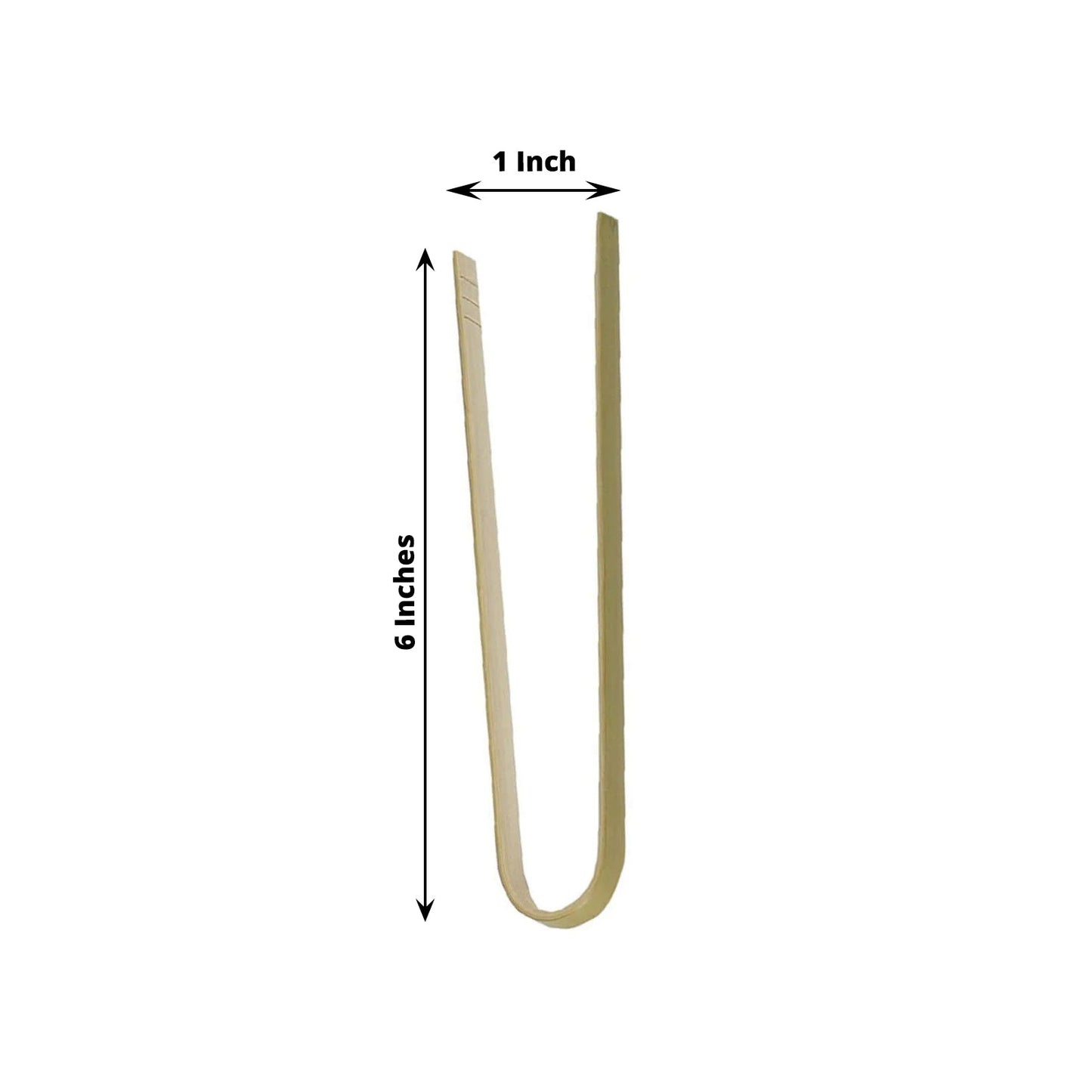 50 - Pack Bamboo Wooden Tongs Disposable Flatware Eco Friendly Natural - Biodegradable Party Serving Utensils 6" - Linen Luxes