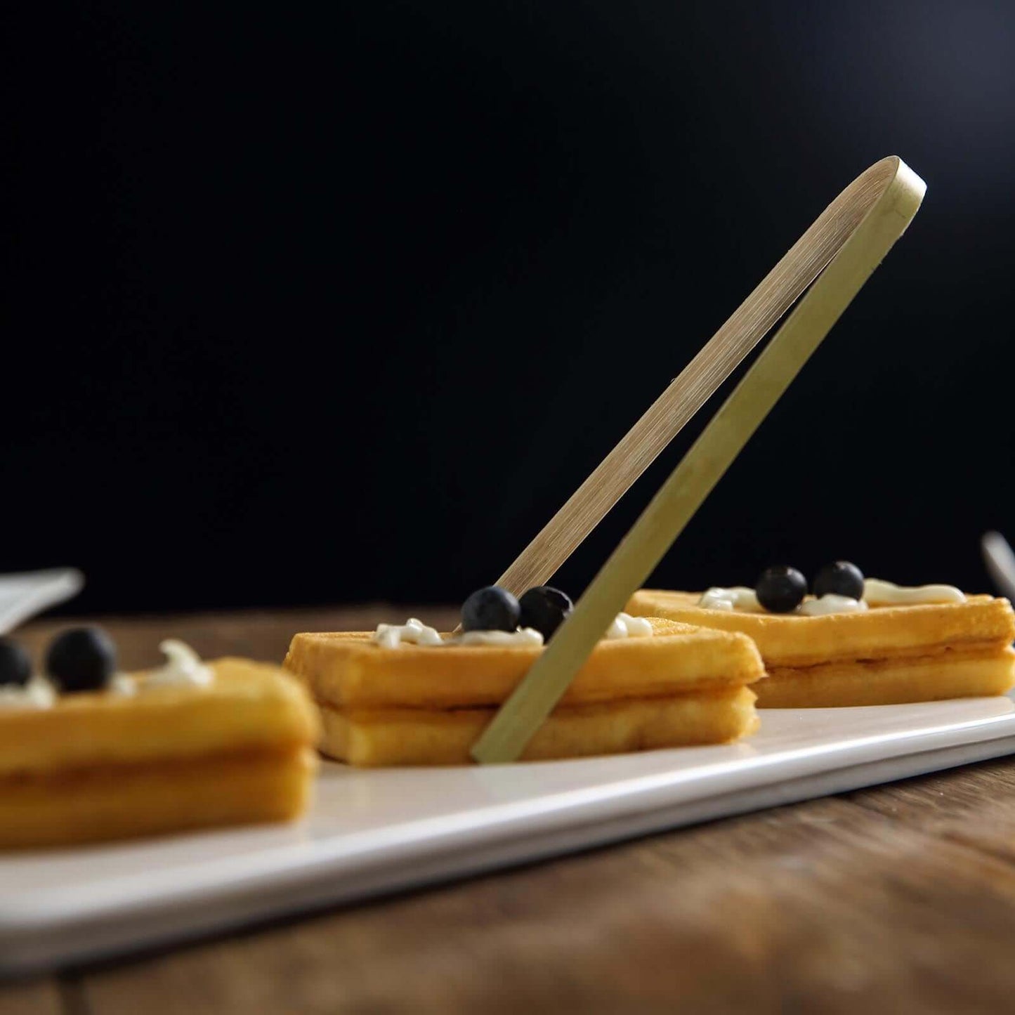 50 - Pack Bamboo Wooden Tongs Disposable Flatware Eco Friendly Natural - Biodegradable Party Serving Utensils 6" - Linen Luxes