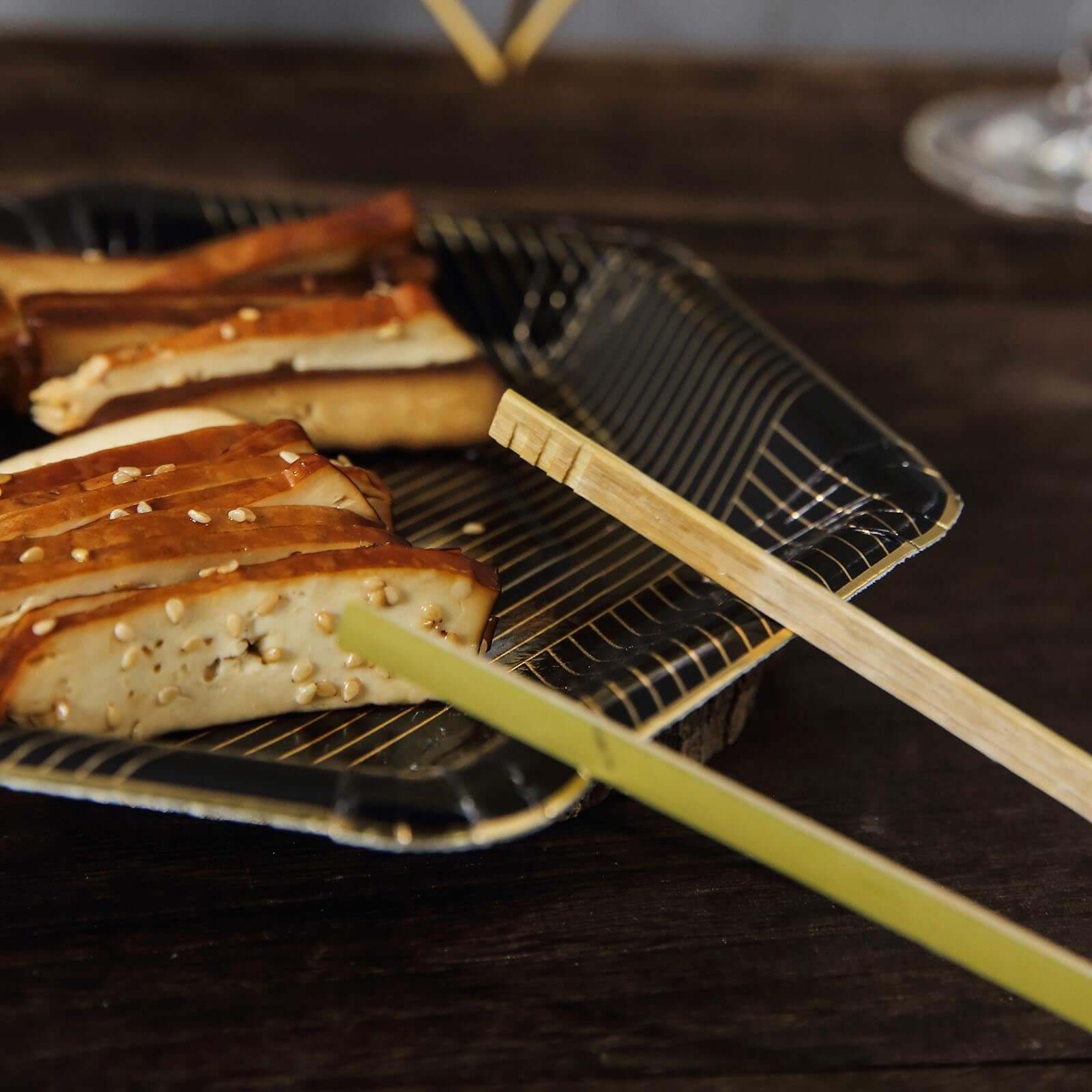 50 - Pack Bamboo Wooden Tongs Disposable Flatware Eco Friendly Natural - Biodegradable Party Serving Utensils 6" - Linen Luxes