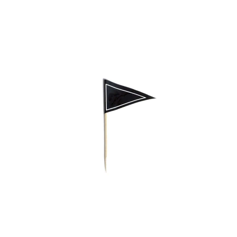 50 - Pack Cupcake Topper Picks Black Triangle Flag Design - Food and Cocktail Decorations for Celebrations 3" - Linen Luxes