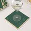 50-Pack Paper Beverage Napkins with Gold Foil Edge Hunter Emerald Green - Disposable 2 Ply Cocktail Napkins for Events 6.5"x6.5"