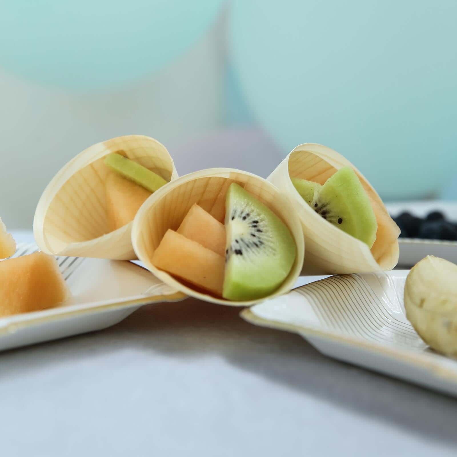 50 - Pack Pine Wood Food Cones Eco Friendly Natural Disposable Design - 100% Biodegradable Tasting Serving Cones 6" - Linen Luxes