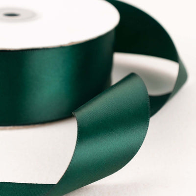 50 Yards 1.5" Hunter Emerald Green Single Face Decorative Satin Ribbon - Linen Luxes