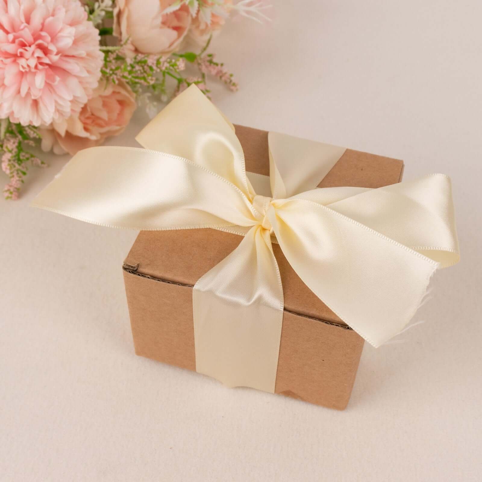 50 Yards 1.5" Ivory Single Face Decorative Satin Ribbon - Linen Luxes