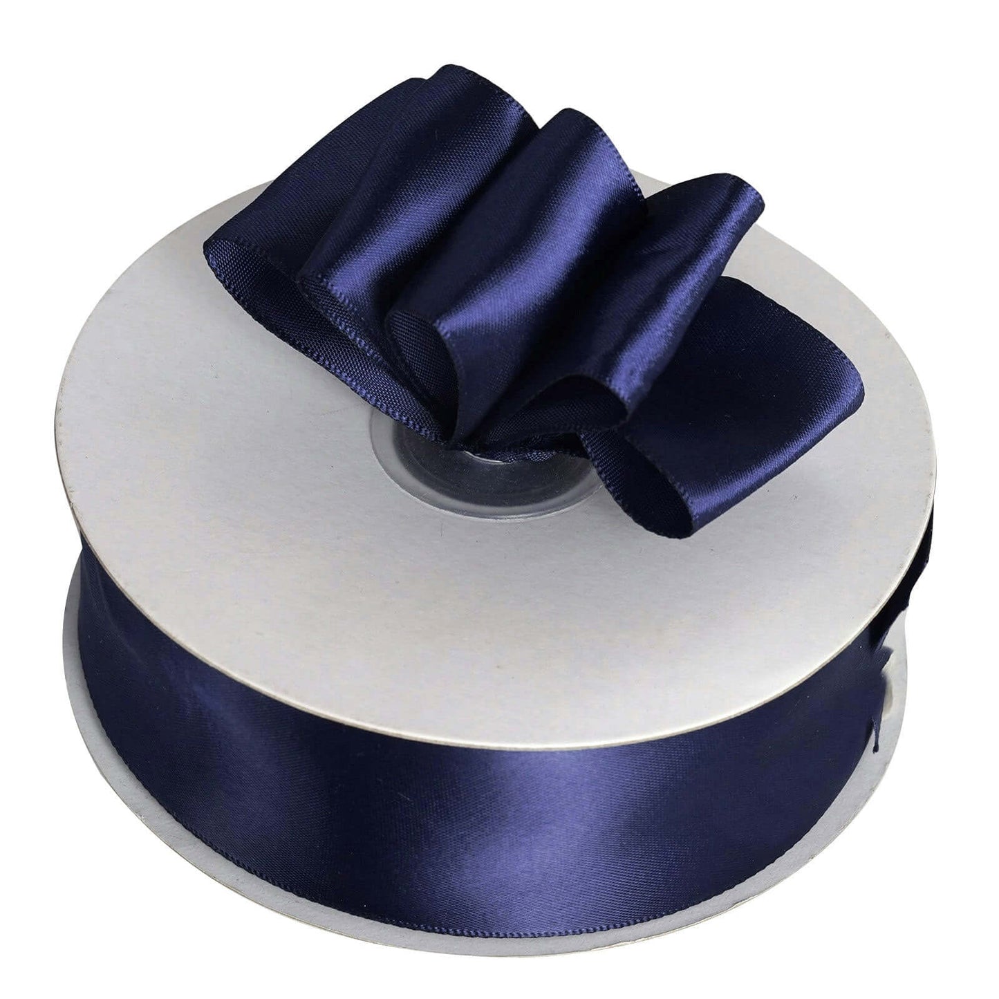 50 Yards 1.5" Navy Blue Single Face Decorative Satin Ribbon - Linen Luxes