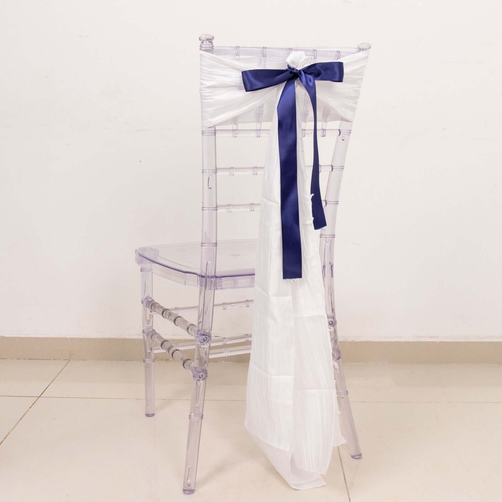 50 Yards 1.5" Navy Blue Single Face Decorative Satin Ribbon - Linen Luxes