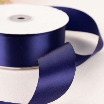 50 Yards 1.5" Navy Blue Single Face Decorative Satin Ribbon - Linen Luxes