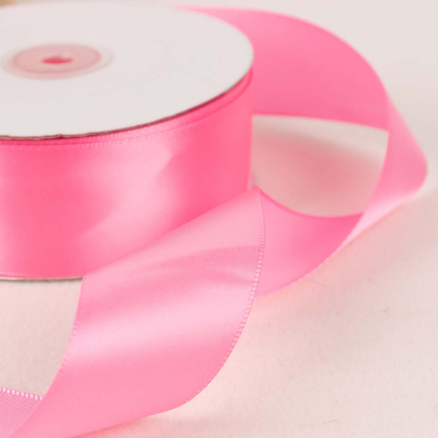 50 Yards 1.5" Pink Single Face Decorative Satin Ribbon - Linen Luxes